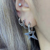 Silver shooting star hoop earrings