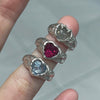 Garnet stone heart melt sterling silver ring(pre-order only)