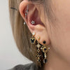 Gold spike black bling cross drop earrings