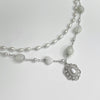 White pearl double quartz gemstone necklace set