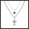 Cross heart sparkle chain double necklace