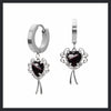 Fancy black lace heart hoop earrings