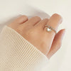 Heart holographic pearl drop silver ring
