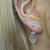 Pink Heart Thorn Rhinestone Earrings and Piercings