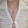 White angel crystal drop necklace