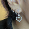 Rhinestone heart belly piercing and earrings set (15% off)