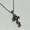 Double sided black and clear bling cross snake chain necklace