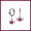 Red Angel heart hoop earrings