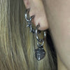 Silver heartbeat hoop earrings