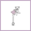 Pastel pink heart bear straight piercing