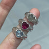 Heart claw labrodite gemstone sterling silver melt ring(pre-order only)