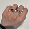 Fancy red heart melt sterling silver ring (pre-order only)