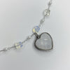 White heart holographic moonstone necklace