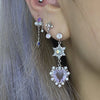 Purple angel crystal drop heart sun necklace and earrings set(10% off)