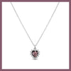Sterling silver deep pink sun heart necklace