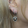 Black Floral heart hoop earrings