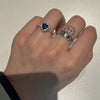 Deep blue heart melt sterling silver ring(pre-order only)