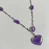 Purple heart stone amethyst gemstone necklace