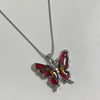 Red floral butterfly necklace