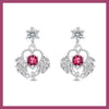 Pink wing heart earrings