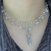 Double pearl floral drop double quartz gemstone necklace