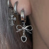 Ribbon twist mini heart drop hoop earrings