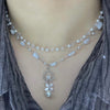 Double pearl floral drop double quartz gemstone necklace